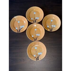 Set of 5 Vintage Shimizu Rokunosuko Orange Lusterware 7” Salad Plates